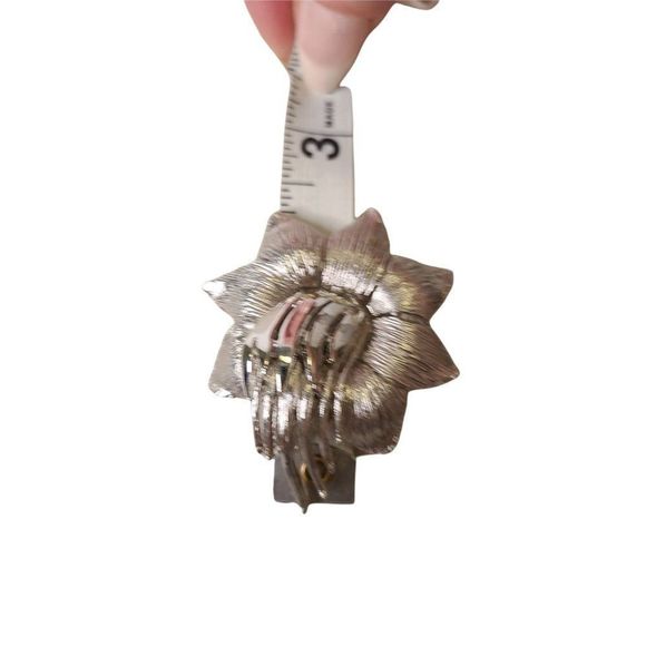 Vintage RARE Signed Ledo SIlver Tone Abstract Flower STATEMENT BROOCH‎ great - Picture 5 of 6